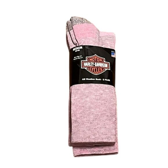 Harley-Davidson Heathered Pink All Weather Socks, 2 Pairs, Size M - Picture 1 of 6